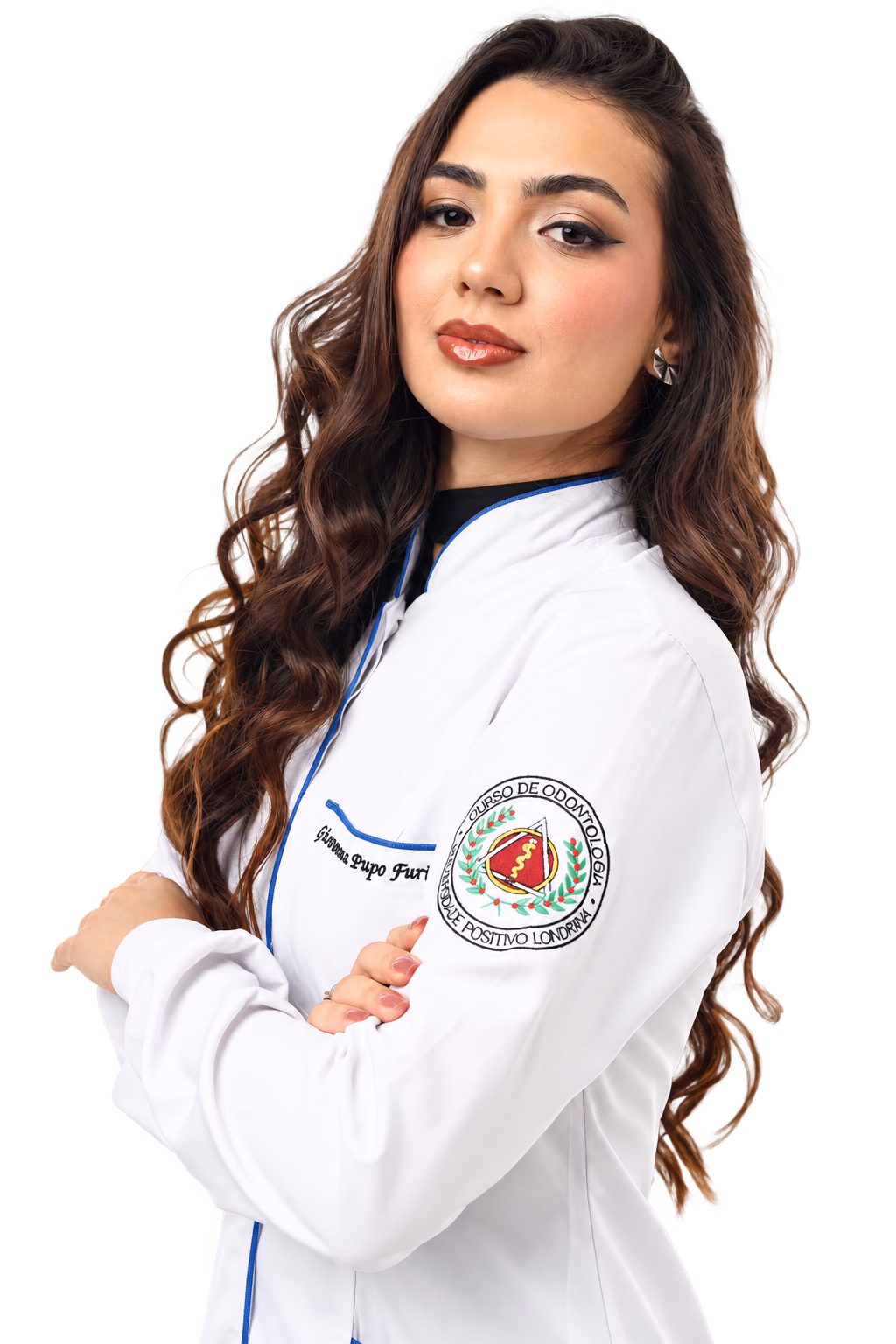 Giovanna Pupo com jaleco de Odontologia